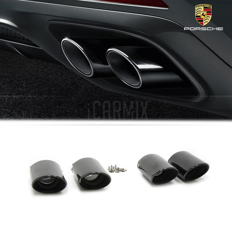 Genuine Porsche Exhaust Tail Pipes Tips Black For 971 Panamera 4s