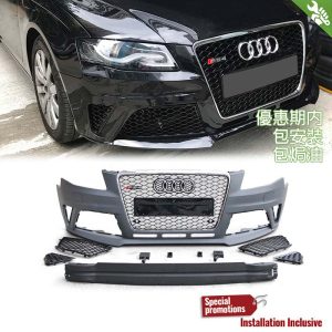 OES Body Parts PP Front Bumper RS Style W/ Chrome Front Grille For Audi A4 B8 8K Pre Facelift - 2008-2012
