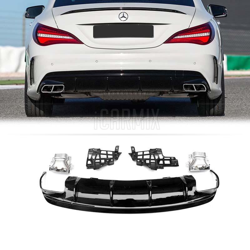 Rear Diffuser W/ Quad Square Exhaust Tip (口口-口口) CLA45 Style For ...