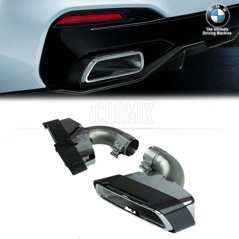 Carbon Fiber MP Style Dual Exhaust Tips & Rear Bumper Diffuser For 2012-2018 BMW F30
