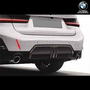 Genuine BMW M Performance Retrofit Gloss Black Rear Diffuser Upper Plate with Carbon Fibre Rear Diffuser Under plate For 3 Series G20 G21 LCI (2023---)