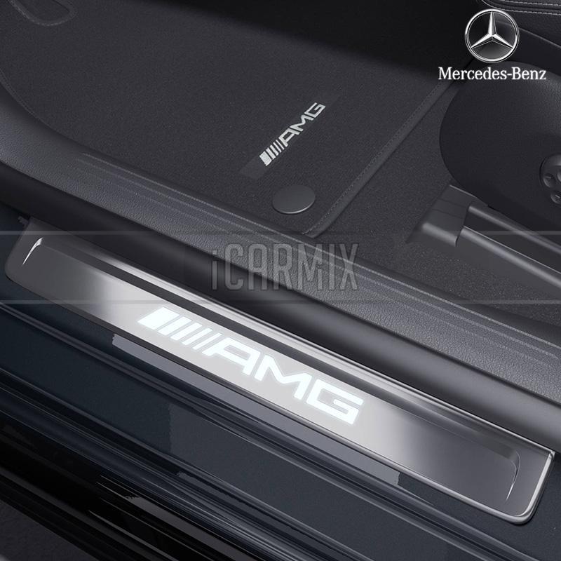 Genuine Mercedes Benz Retrofit AMG Door Sill Cover Silver/White For