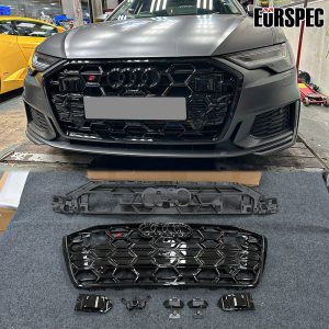 Eurspec Gloss Black Honeycomb Style Front Grille For Audi A6 C8 -2019---