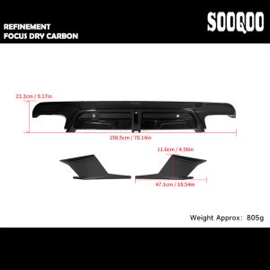 SOOQOO Dry Carbon Fiber Rear Diffuser W/O Brake Light SQ Style For BMW F95 X5M - 2019---