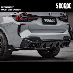 SOOQOO Dry Carbon Fiber Rear Diffuser W/ Canards SQ Style For BMW F97 X3M LCI - 2021-2024