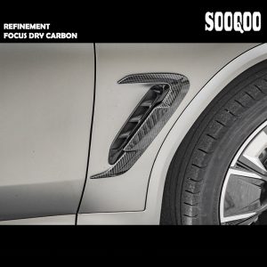 SOOQOO Dry Carbon Fiber Side Fender Trim SQ Style For BMW G01 X3 LCI / G02 X4 LCI / G08 iX3