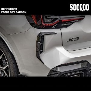 SOOQOO Dry Carbon Fiber Rear Bumper Flaps SQ Style For BMW G01 X3 LCI - 2021-2024