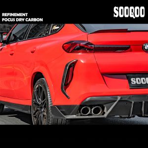 SOOQOO Dry Carbon Fiber Rear Bumper Flaps SQ Style For BMW F96 X6M - 2020---