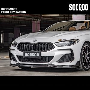 SOOQOO Dry Carbon Fiber Front Lip SQ Style For BMW 8 Series G14 G15 G16