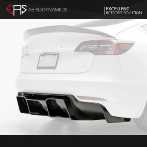 ERS Dry Carbon Fiber Rear Diffuser V Style For Tesla Model 3 Pre - 2017-2023