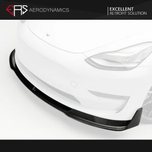 ERS Dry Carbon Fiber Front Lip V Style For Tesla Model 3 Pre - 2017-2023