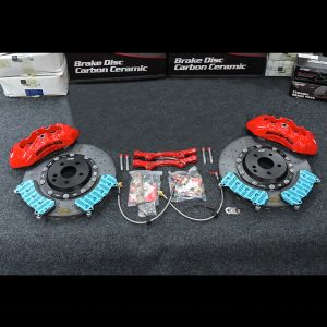 Genuine Mercedes Benz Retrofit C63S E63S GLC63S CLS53 AMG Front 6 Pot Brake Kit (Red) W/ Front 390mm Inspeed ISCB Ceramic Brake Discs Kit For W205 C205 / W213 C238 A238 / W222 C217 / X253 SUV C253 Coupe GLC / C257 CLS