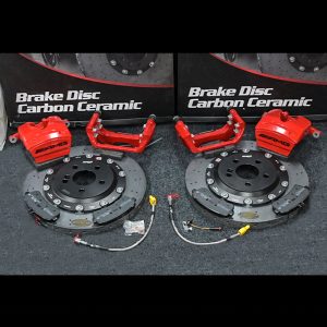 Genuine Mercedes Benz Retrofit C63S E63S GLC63S CLS53 AMG Rear 1 Pot Brake Kit (Red) W/ Rear 360mm Inspeed ISCB Ceramic Brake Discs Kit For W205 C205 / W213 C238 A238 / W222 C217 / X253 SUV C253 Coupe GLC / C257 CLS