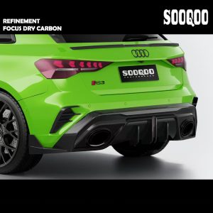 SOOQOO Dry Carbon Fiber Rear Diffuser For Audi RS3 8Y Sportback Facelift - 2024---